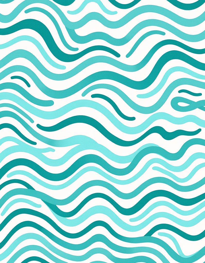Teal Aqua Curved Stripes Rug