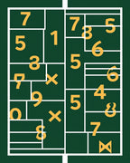 Green Geometric Number Layout Rug