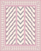 Blush Pink Gray Chevron Medallion Frame Rug
