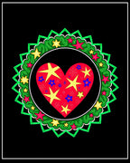 Red Heart With Yellow Star Garland Rug