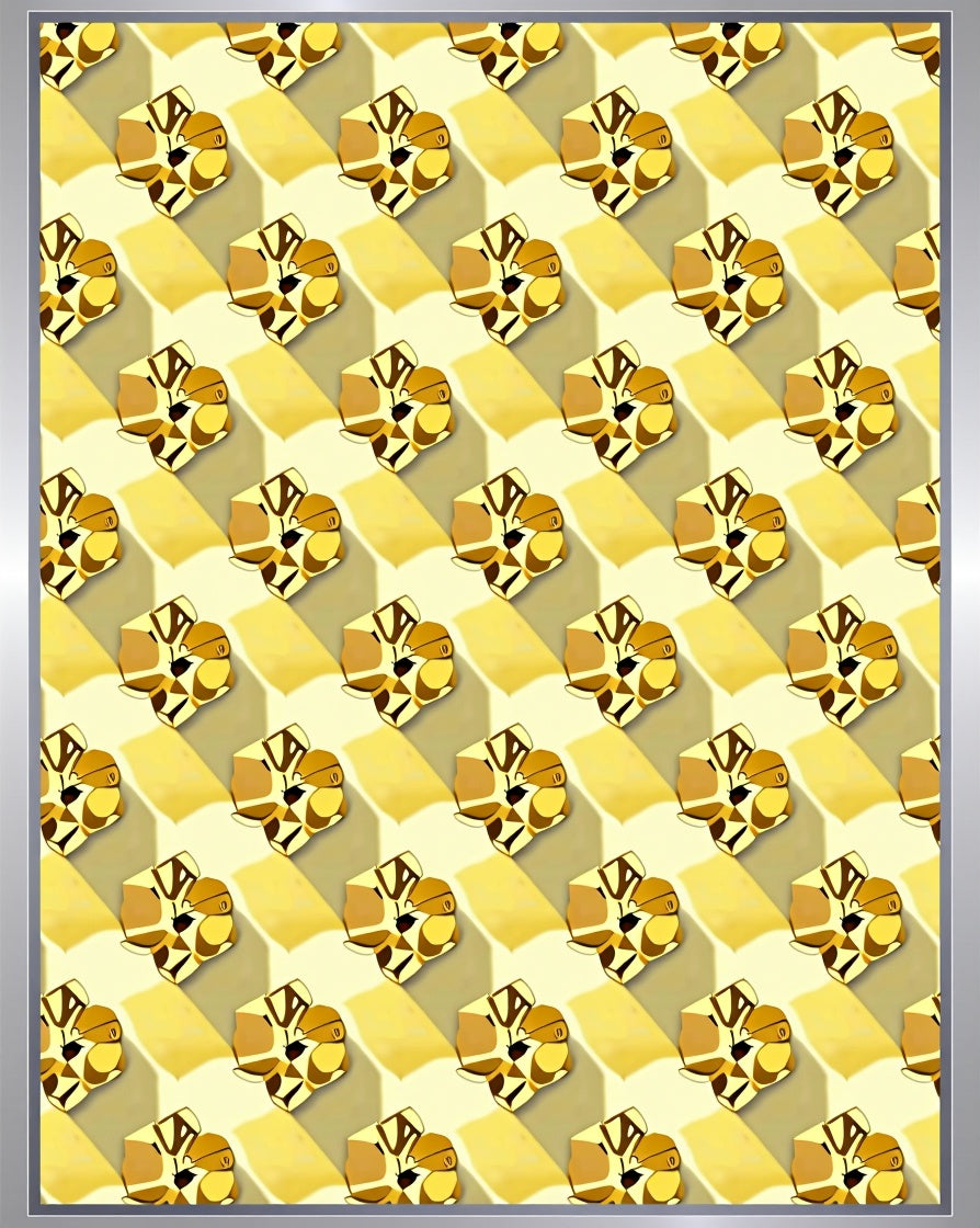 Golden Reflective Abstract Cubes Rug
