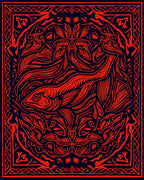 Crimson Koi Fish Oceanic Border Rug