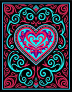 Vibrant Heart Swirls Rug