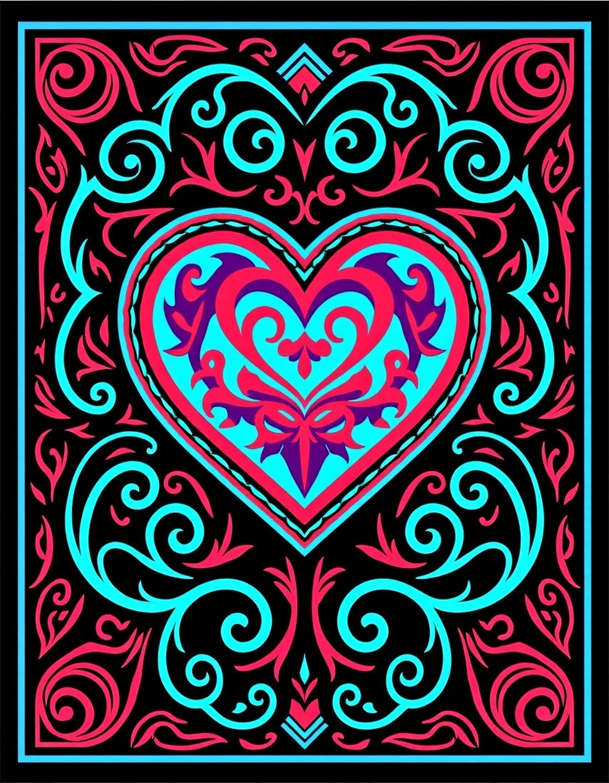 Vibrant Heart Swirls Rug