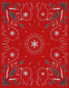 Crimson Sun Star Foliage Medallion Rug