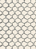 Cream Black Hexagonal Organic Grid Rug