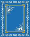 Vibrant Blue Festive Bell Border Rug