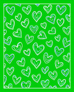 Emerald Green Heart Outline Collage Rug