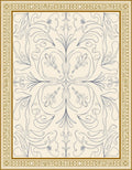 Classic Cream and Blue Floral Scroll Rug