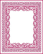 Crimson Ornate Vine Border Rug