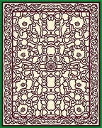 Cream Burgundy Interlocking Floral Scroll Rug