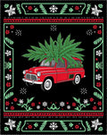 Festive Red Truck Floral Border Rug