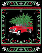 Festive Red Truck Floral Border Rug