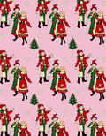 Vintage Carolers Christmas Trees Pink Rug