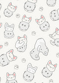 Cute Grey Bunny Cat Scattered Arrangement Rug