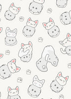 Cute Grey Bunny Cat Scattered Arrangement Rug