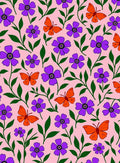 Purple Floral Orange Butterfly Garden Rug