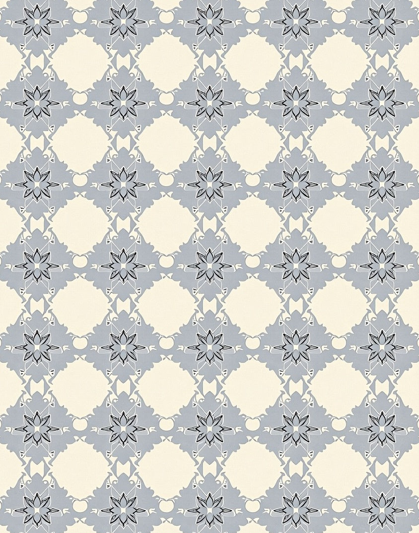 Light Gray Starburst Floral Lattice Rug