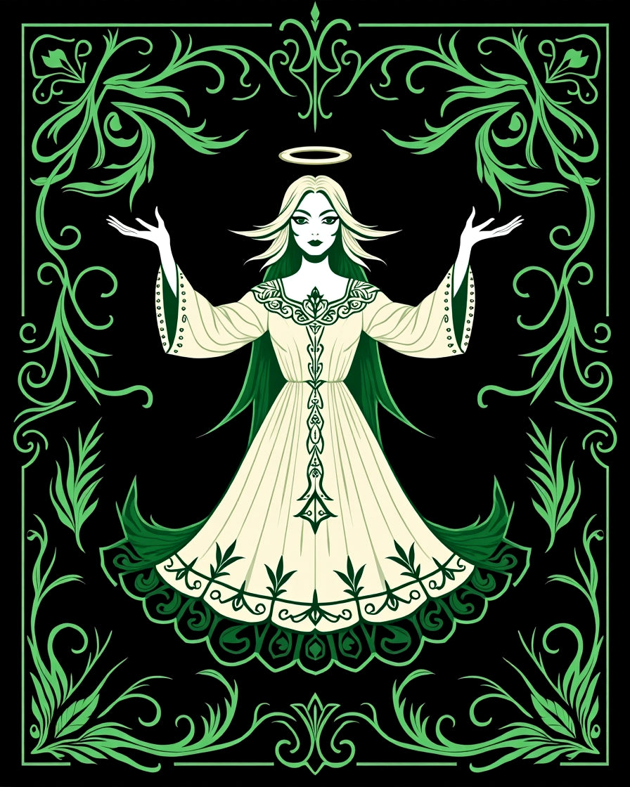 Ethereal Green Angelic Figure Rug