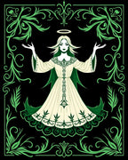 Ethereal Green Angelic Figure Rug
