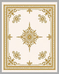 Golden Ornate Floral Medallion Ivory Rug