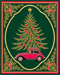 Vintage Car Under Christmas Tree Rug