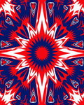 Vibrant Red Blue Sunburst Mandala Rug