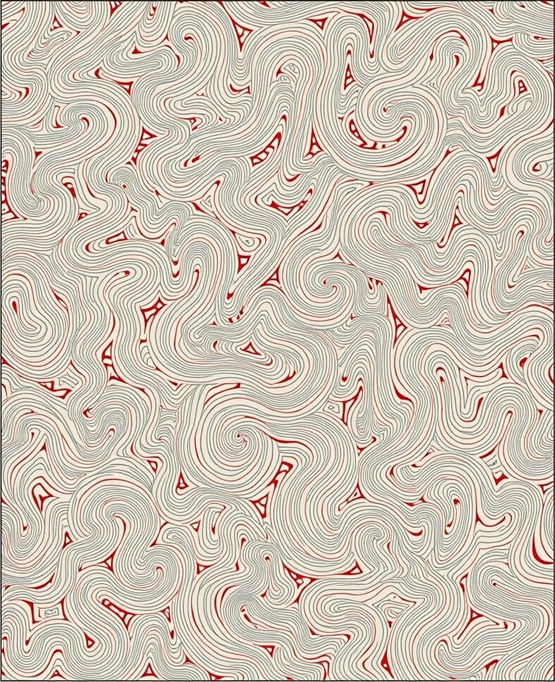 Crimson Swirl Abstract Organic Lines Rug