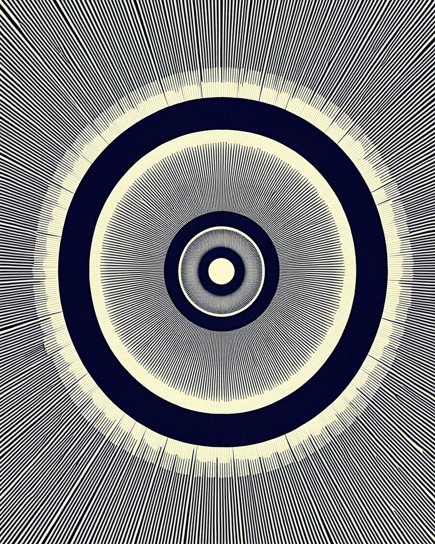 Navy Cream Concentric Sunburst Rug