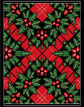 Festive Red Green Holly Floral Square Rug