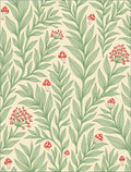 Whimsical Red Mushroom Green Leafy Vines Rug