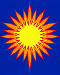 Explosive Yellow Orange Starburst Rug