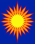 Explosive Yellow Orange Starburst Rug