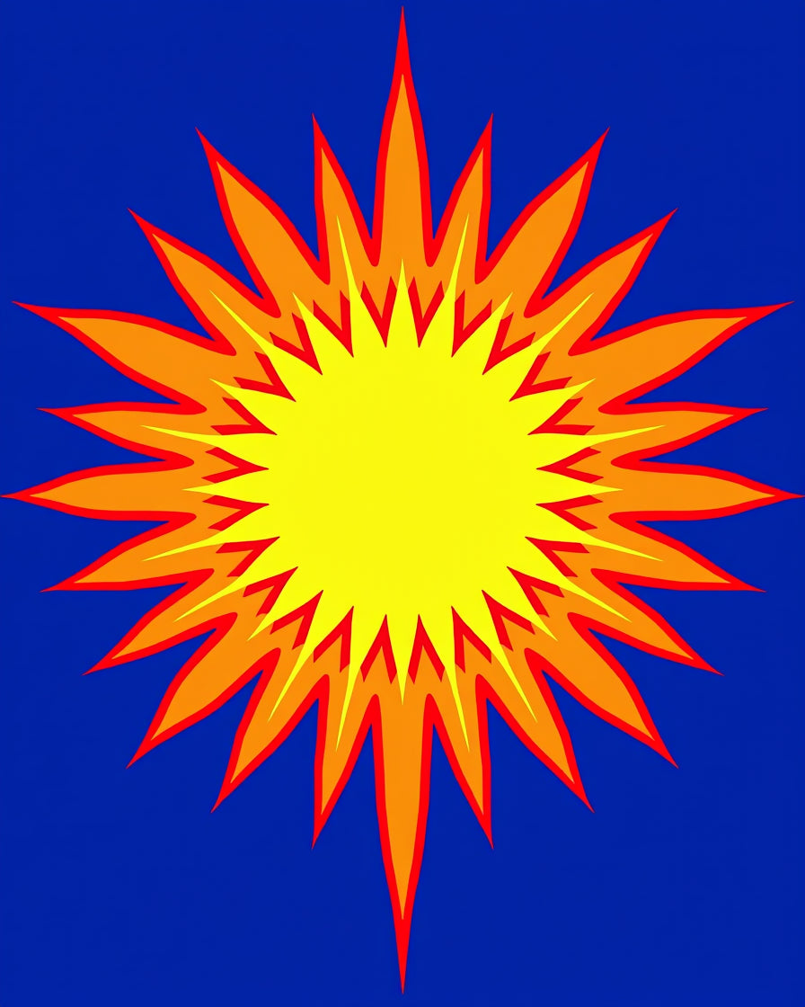 Explosive Yellow Orange Starburst Rug