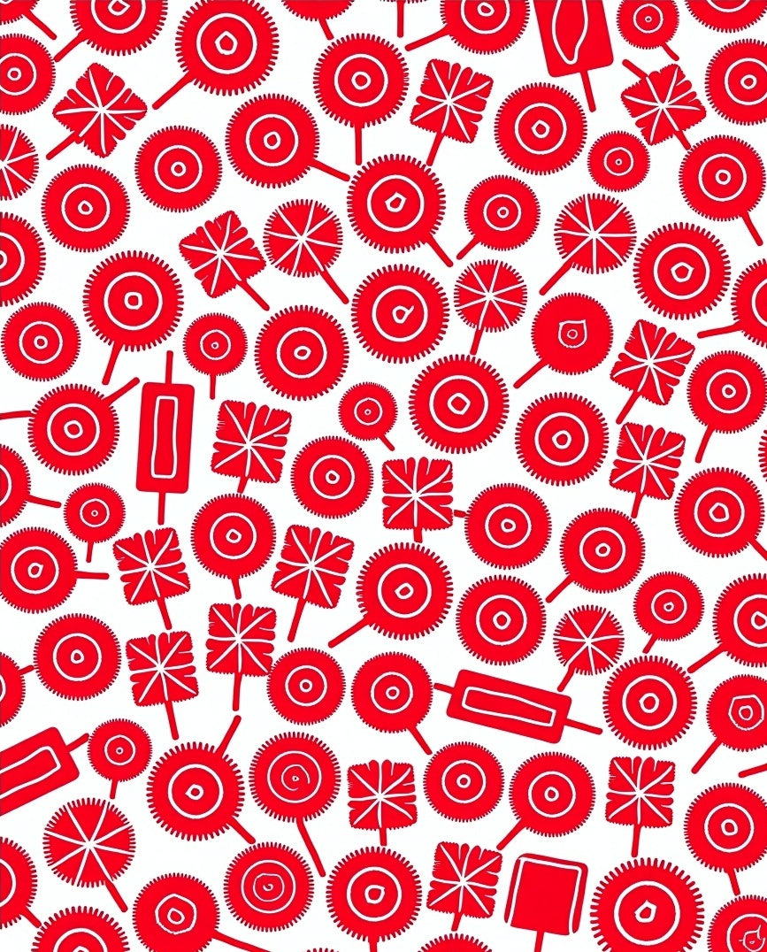 Bold Red Circular Medallion Array Rug