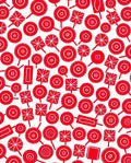 Bold Red Circular Medallion Array Rug