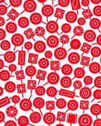 Bold Red Circular Medallion Array Rug