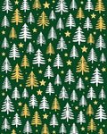 Green White Gold Forest Pines Rug