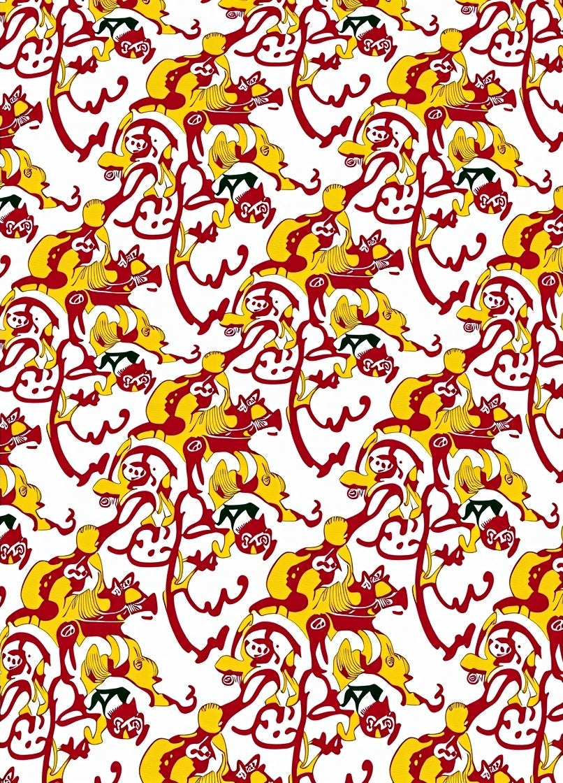 Red Yellow Dynamic Abstract Forms Rug