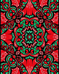 Vibrant Red Green Abstract Symmetry Rug