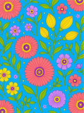 Bright Coral Purple Yellow Floral Garden Rug