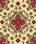 Vintage Red Floral Swirl Medallion Rug