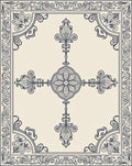 Vintage Navy Floral Medallion Border Rug