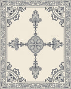 Vintage Navy Floral Medallion Border Rug