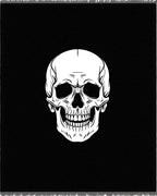 Grim White Skull Black Accent Rug