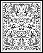 Gothic Black Swirl Skull Heart Rug