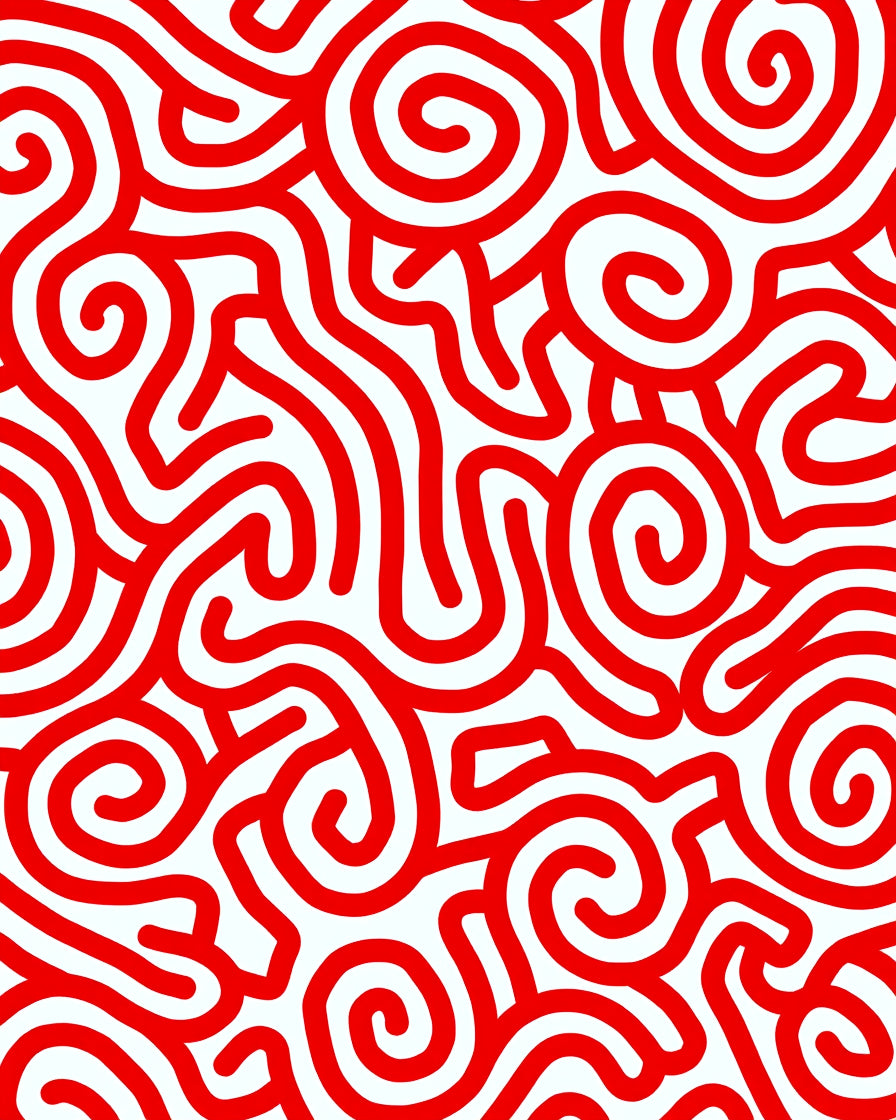 Bold Red Swirl Maze Rug