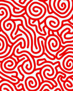 Bold Red Swirl Maze Rug