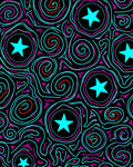 Neon Blue Star Swirl Abstract Rug