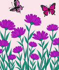 Vibrant Pink Butterfly Purple Floral Rug